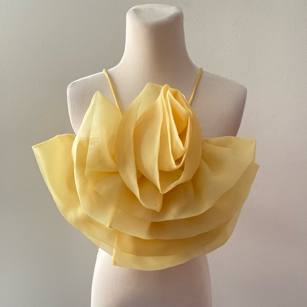 Zara Yellow Ruffled Halter Top